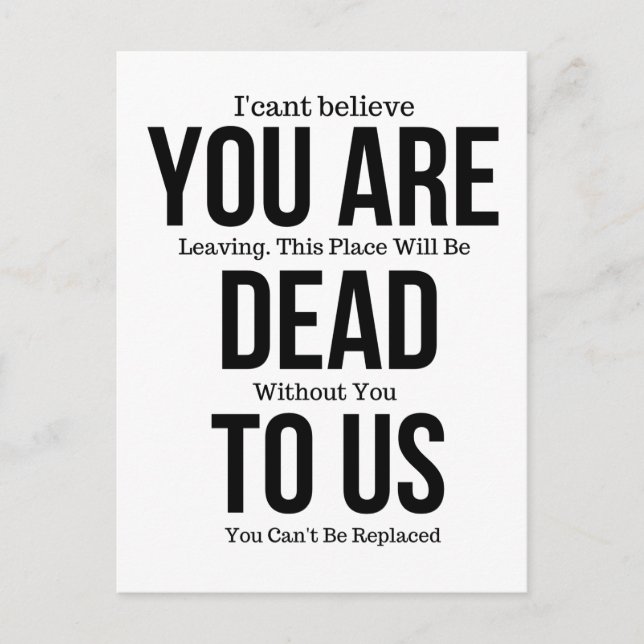 You're Dead to Us Now Magnet Postcard (Front)