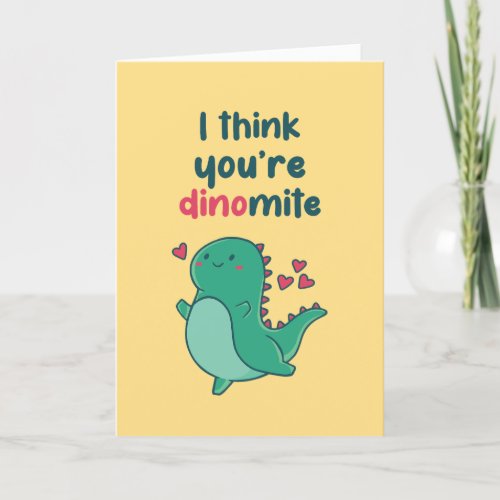 Youre Dinomite Cute Dino Funny Valentines Day Holiday Card