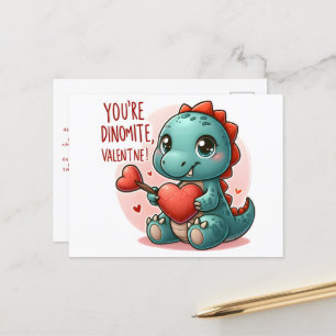Youre Dinomite Valentine Cute Dinosaur Love Postcard