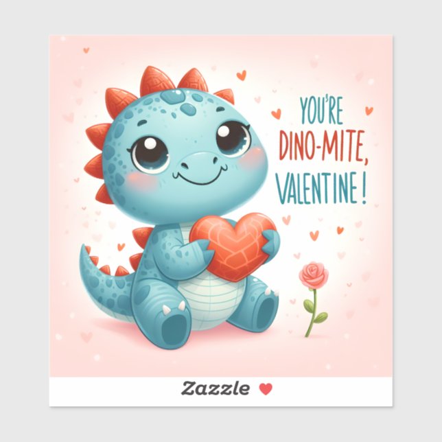 Youre Dinomite Valentine Cute Dinosaur Love  Sticker (Sheet)