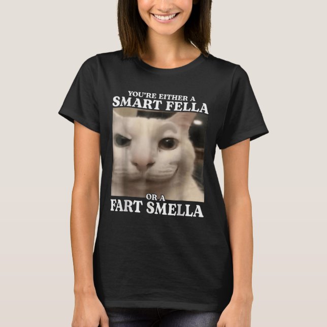 You're Either A Smart Fella Or A Fart Smella Cat F T-Shirt (Front)