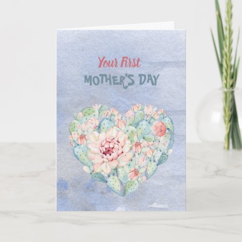 Youre First Mothers Day Watercolor Cactus Card