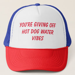 You&#39;re giving off hot dog water vibes funny hat