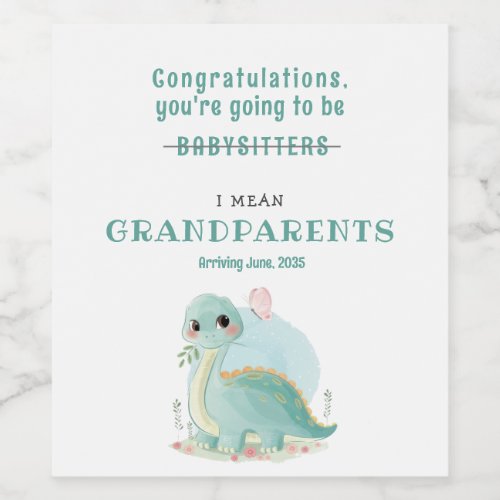 Youre Going To Be Grandparents Baby Dinosaur   Wine Label