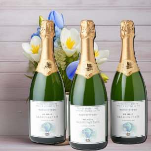 You're Going To Be Grandparents Panda Balloon Sparkling Wine Label