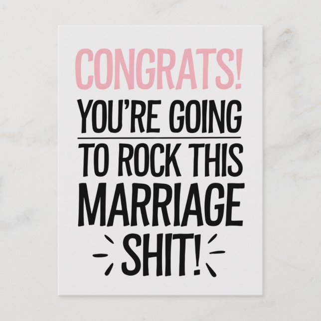 You're Going To Rock This Marriage Funny Wedding Postcard (Front)