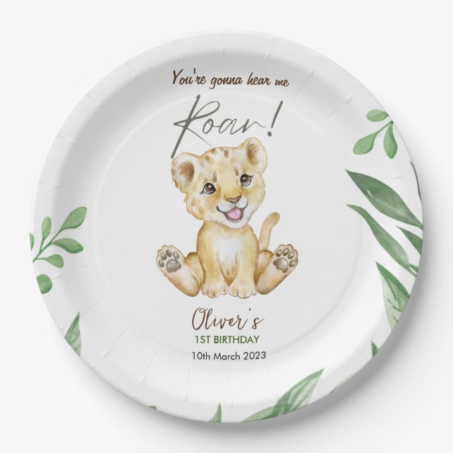You're gonna hear me roar 1st Birthday  Paper Plates (Front)