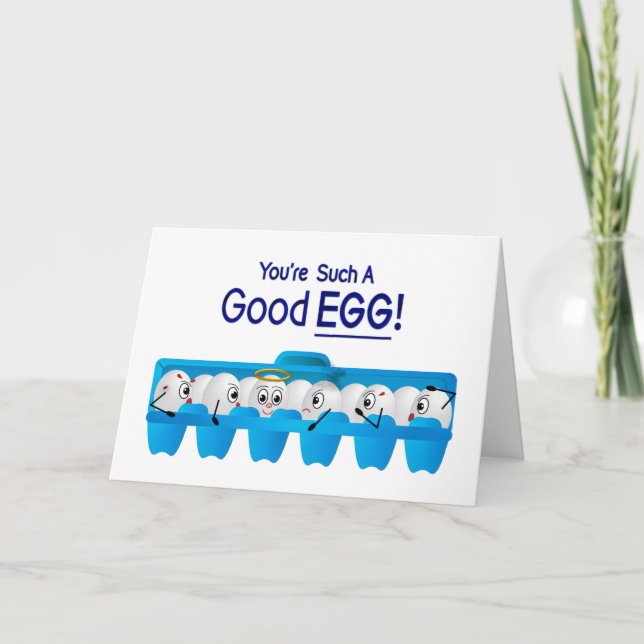 You're Good Egg Humor Angel Egg in Carton Bad Eggs Card (Front)