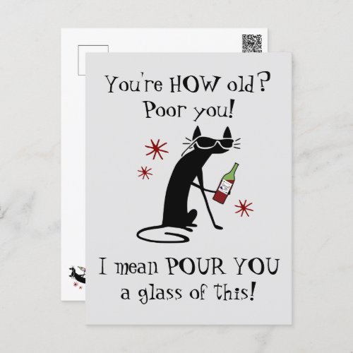 Youre HOW Old Pour You Punny Wine Quote Postcard