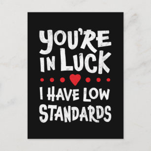 You're In Luck I Have Low Standards Postcard