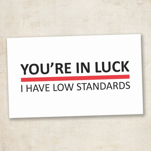 Youre In Luck _ I Have Low Standards Rectangular Sticker