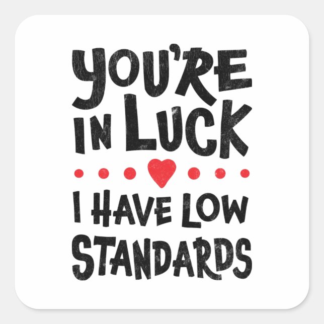 You're In Luck I Have Low Standards Sticker (Front)