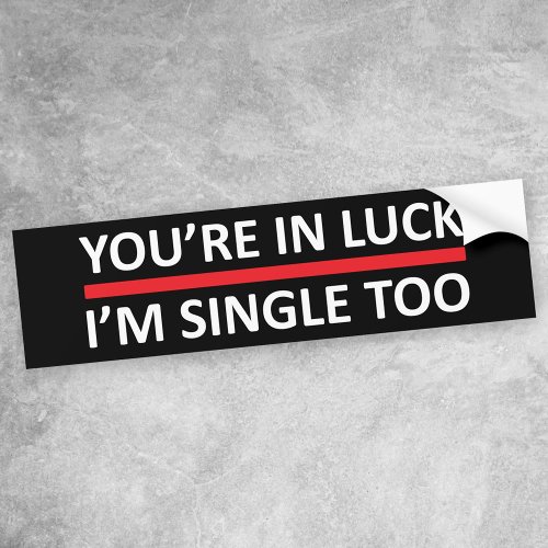 Youre In Luck _ Im Single Too Bumper Sticker