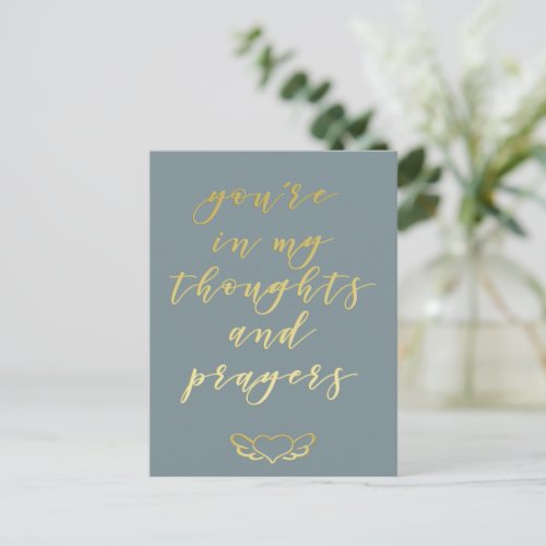 Youre in my Thoughts  Prayers Blue  Gold Postcard