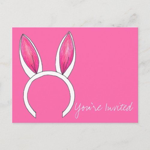 Youre Invited Baby Shower Little Bunny Pink Ears Invitation Postcard
