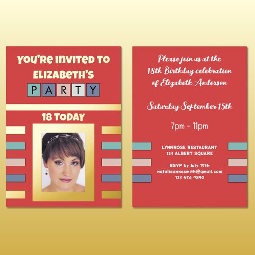 Youre invited birthday party 18 today red foil invitation