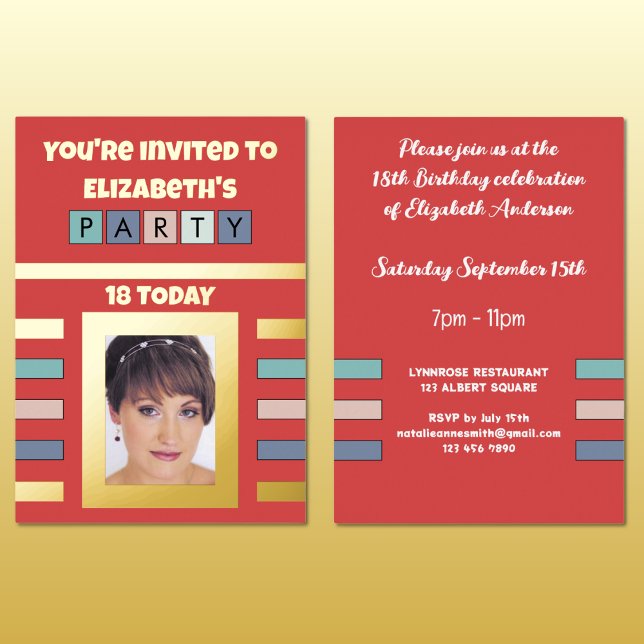 You're invited birthday party 18 today red foil invitation (Creator Uploaded)