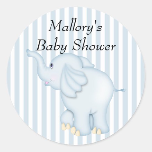 Youre Invited Blue Elephant Baby Shower Classic Round Sticker