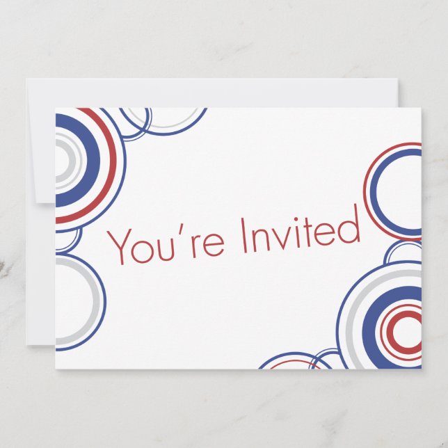You're Invited - Blue & Red Circles Invitation (Front)