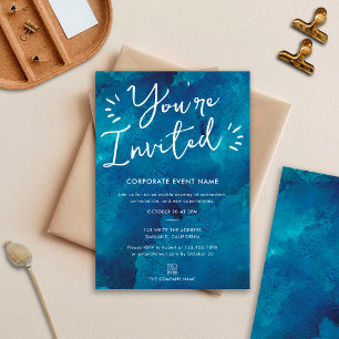 You're Invited Blue Watercolor Business Corporate Invitation