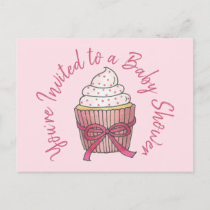 You're Invited Bridal Baby Shower Pink Cupcake Invitation Postcard