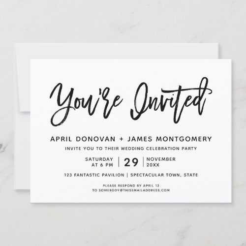 Youre Invited Brush Typography Wedding Invitation