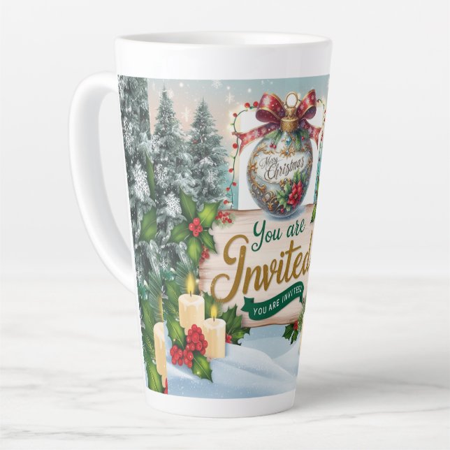 You're Invited Christmas Latte cup (Left Angle)