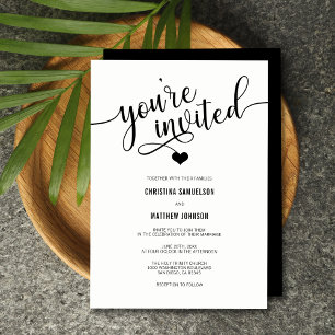 You're Invited Classic Black & White Wedding Invitation