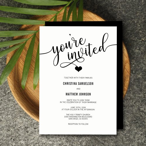 Youre Invited Classic Black  White Wedding Invitation