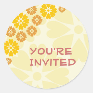 You're Invited Cream Envelope Seals Round Stickers