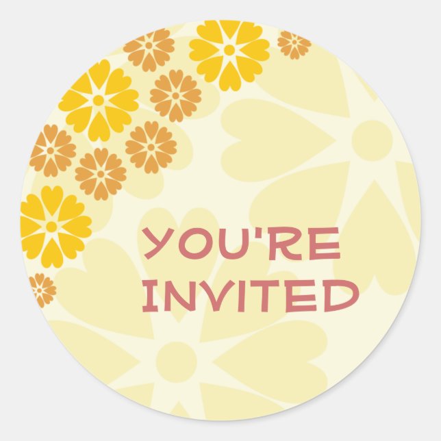 You're Invited Cream Envelope Seals Round Stickers (Front)