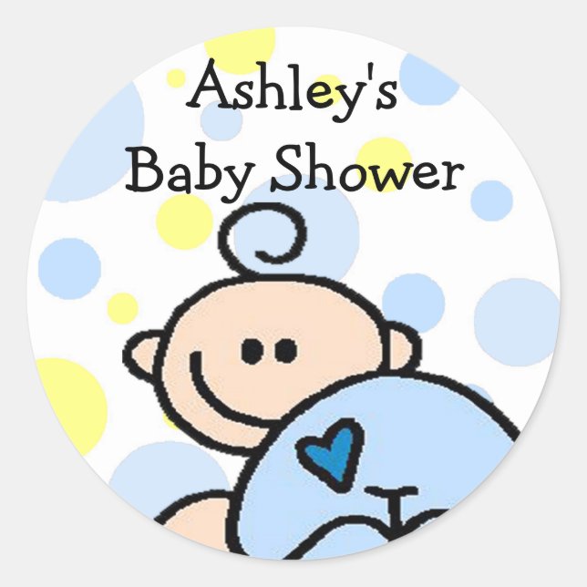 You're Invited Custom Baby shower Classic Round Sticker (Front)