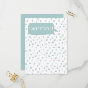 You're invited! Cute Pet Paws with Hearts Postcard