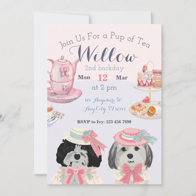 You're Invited For A Pup of Tea  Announcement (Front)