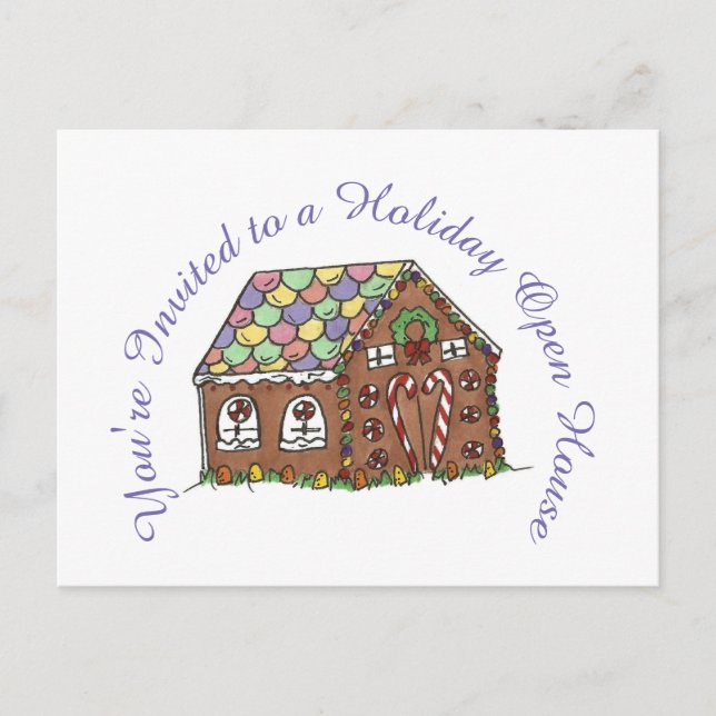 You're Invited Holiday Gingerbread Open House Postcard (Front)