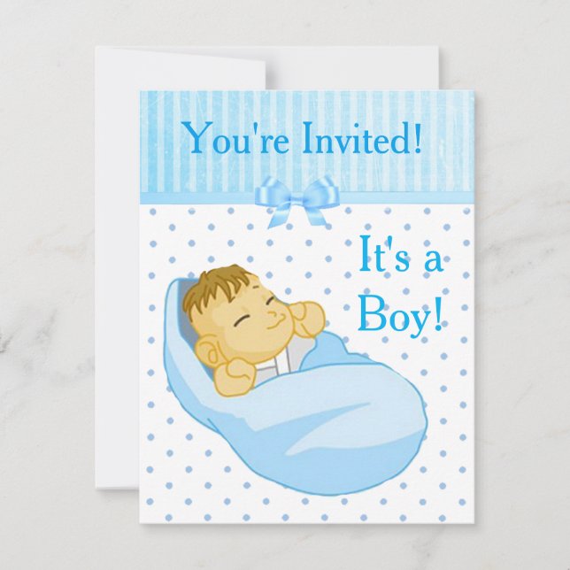 You're Invited, It's a Boy Baby Shower Invitation (Front)