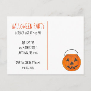 You're Invited Jack o' Lantern Halloween Party Invitation Postcard