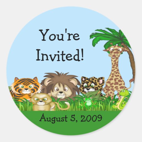 Youre Invited Jungel Baby Shower Classic Round Sticker