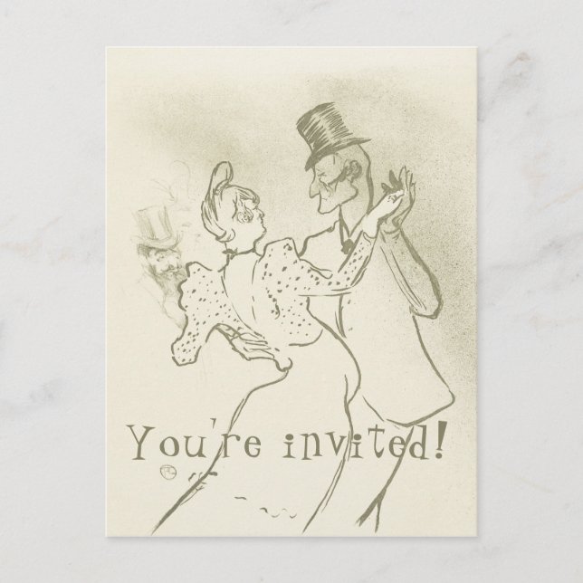 You're invited | Lautrec - Dancing Couple Invitation Postcard (Front)