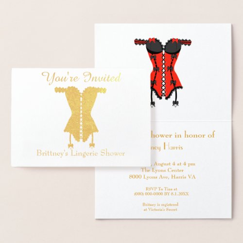 Youre Invited Lingerie Bridal Shower Foil Card