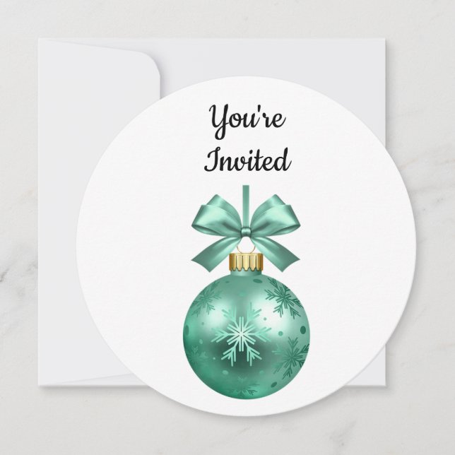 You're Invited Mint Christmas Circlular Party Invitation (Front)