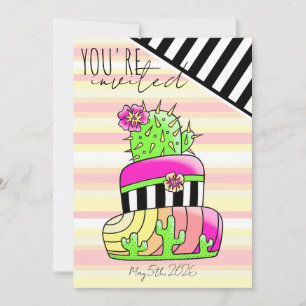 "You're Invited" Neon Cactus Invitation