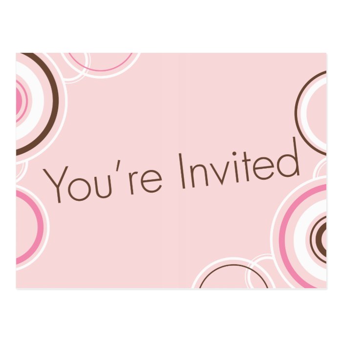 You're Invited   Pink & Brown Circles Post Cards