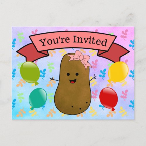 Youre Invited Potato Birthday Girl Holiday Postcard