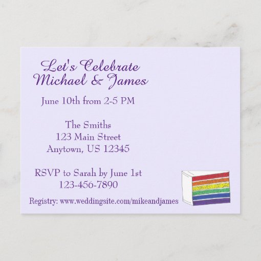 You're Invited Rainbow Cake Engagement Party Invitation Postcard | Zazzle