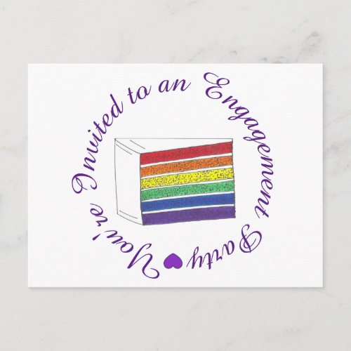 Youre Invited Rainbow Cake Engagement Party Invitation Postcard