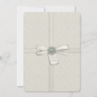 You're Invited Soft Cream Wrapped Present Wedding Invitation