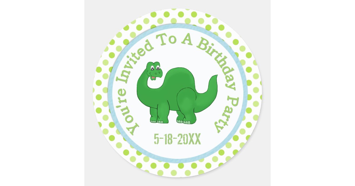 You're Invited To A Birthday Party: Dino Stickers