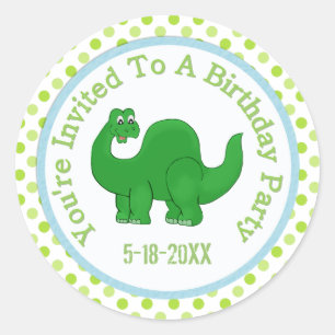 You're Invited To A Birthday Party: Dino Stickers