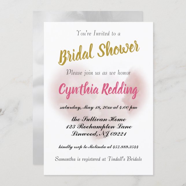 You're Invited to a Bridal Shower PHOTO Invitation (Front/Back)
